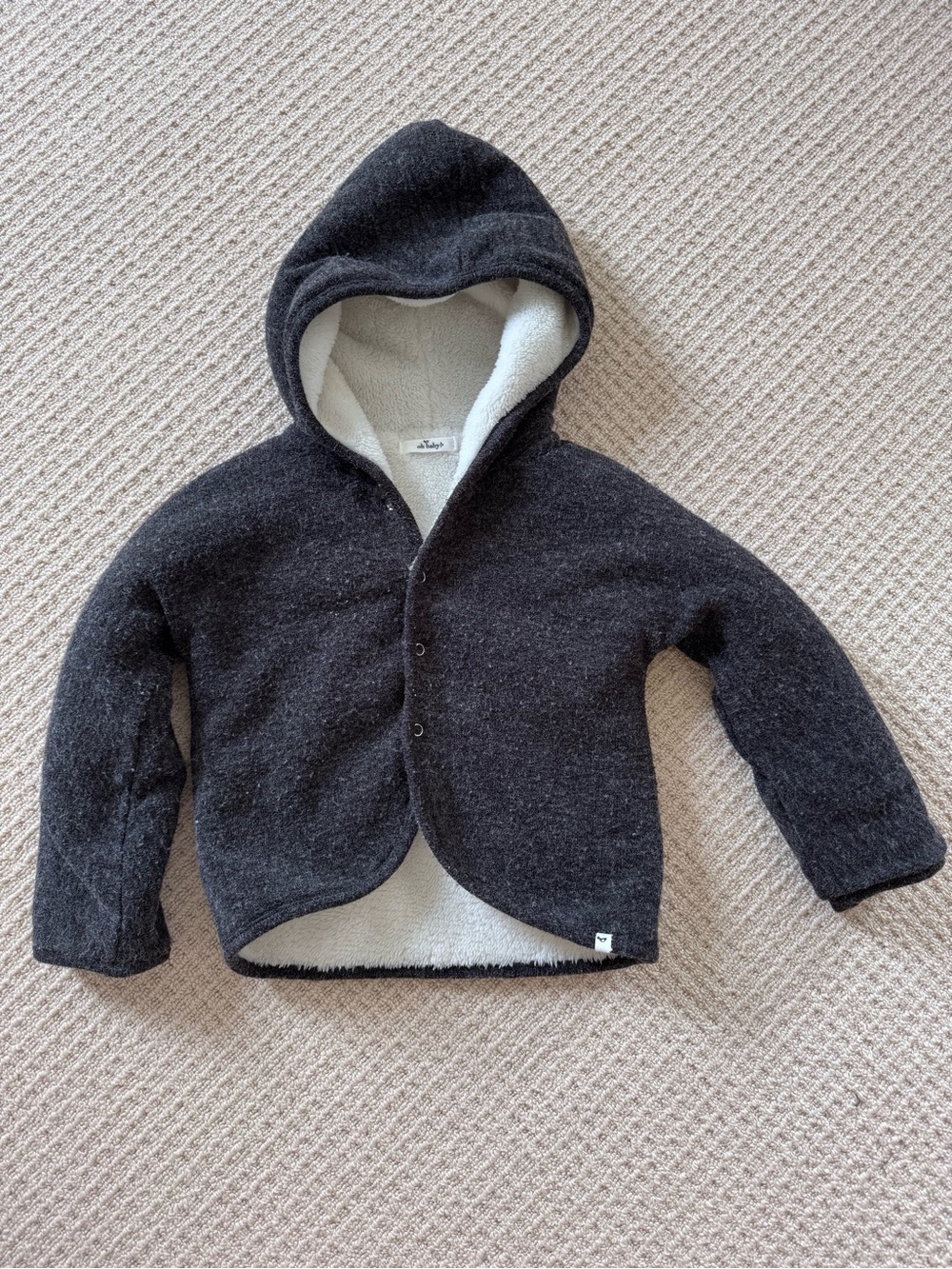 Toddler oh baby! Designer Softest Hooded Jacket in Charcoal 18-24 M